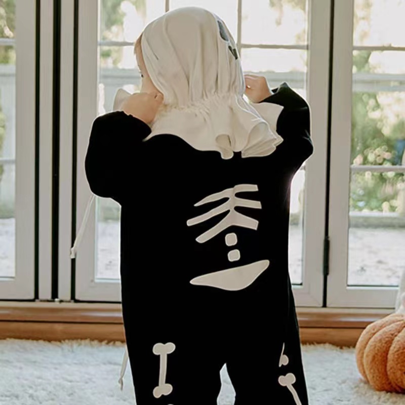 Baby Boy/Girl Halloween Wacky Ghost Long Sleeve Romper and Cloak-kissminis