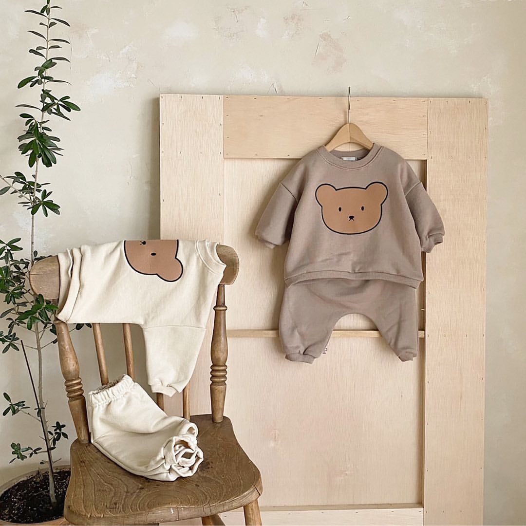 Toddler Boy/Girl Adorkable Bear Print Pullover Sweatshirt and Casual Pants Set