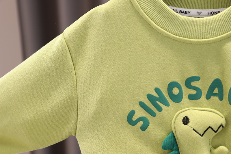 Toddler Boy Cute 3D Dinosaur Pattern Solid Color Two-Piece Set-kissminis