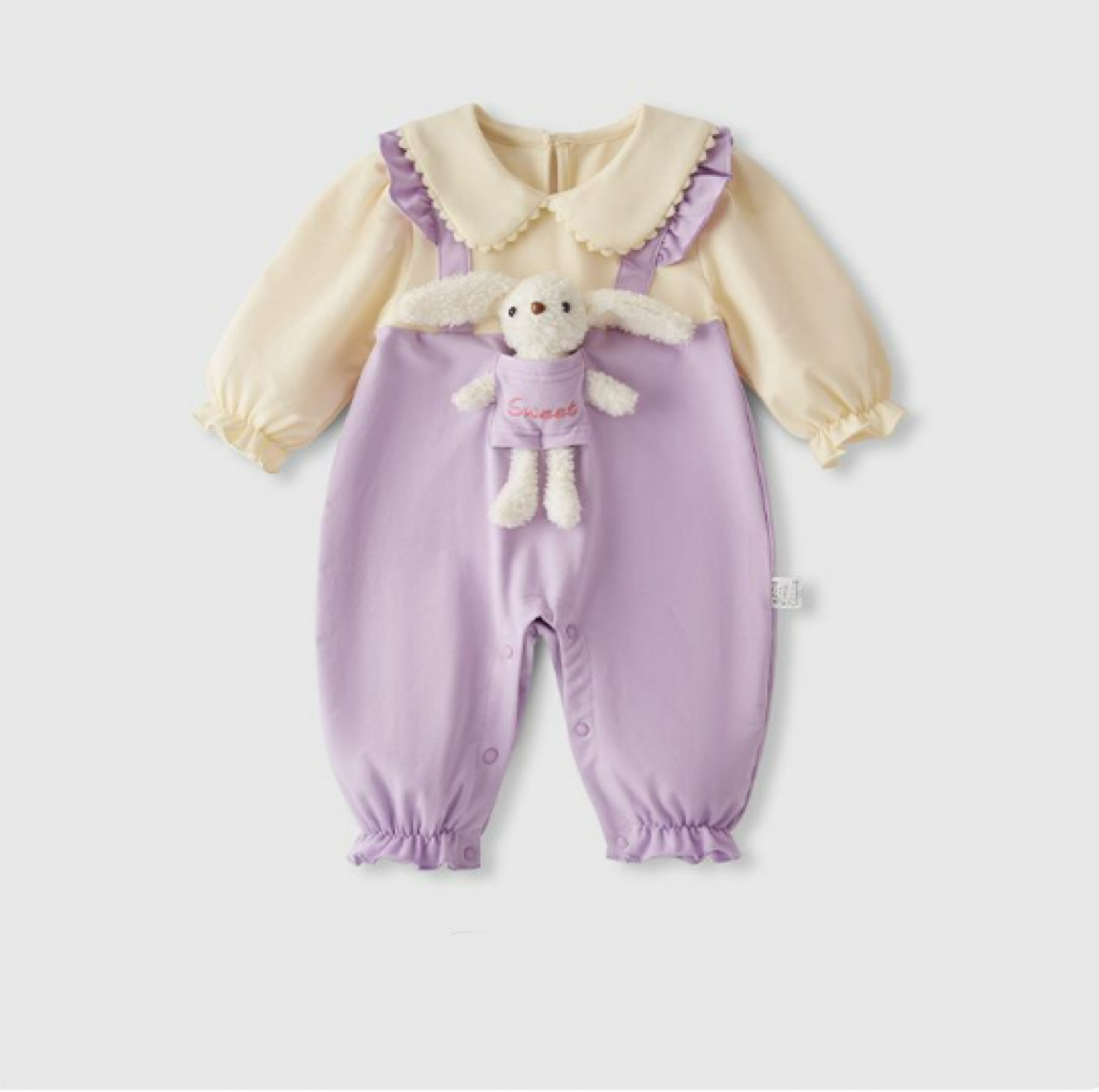  Baby Girl Princess Stylistic Bear Overalls Romper-kissminis