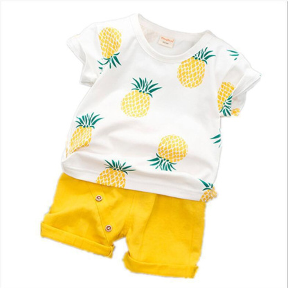 2pcs BabyBoy Fruit Pineapple T-shirt with Pant Set
