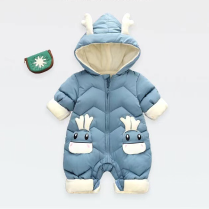Toddler Boy/Girl Winter Cute Deer Design Long Sleeve Hooded Romper-kissminis