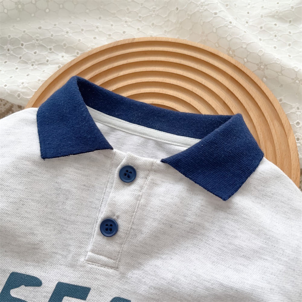 2pcs Baby Boy Bear Print Polo Style T-shirt with Pant Set-kissminis