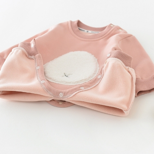 Winter Fleece Baby Solid Color Romper-kissminis