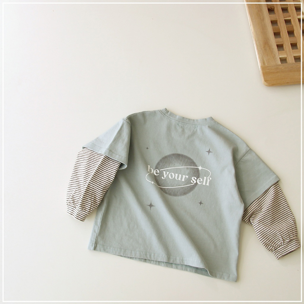 Toddler Boy/Girl Cosmic Pattern Fake Two Pieces T-Shirt-kissminis