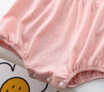 Newborn Baby Girl 95% Cotton Lace Lovely Embroidered Rabbit Button Bodysuit