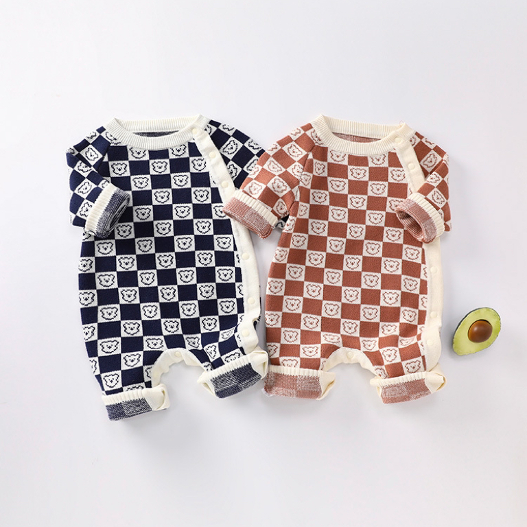 Baby Boy & Girl Winter Cute Cartoon Graphic Knit Long Sleeve Romper-kissminis
