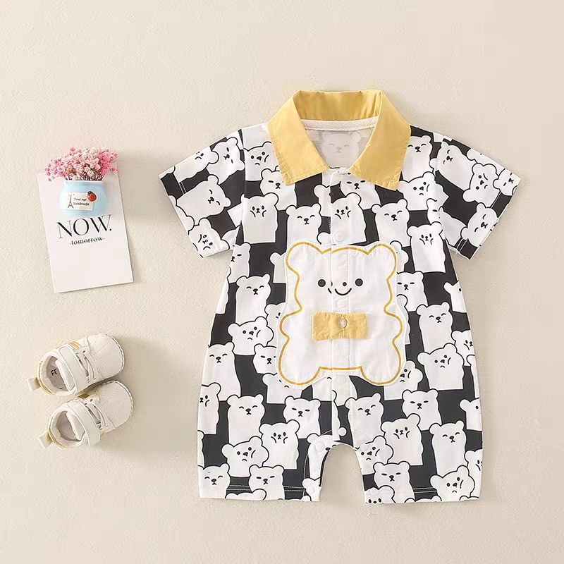 Newborn Baby Allover Bear Pattern Romper-kissminis