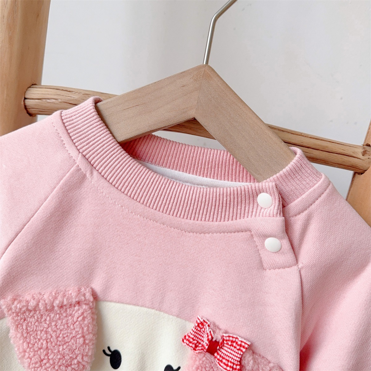 Puppy-face Design and “CUTE” Text Pink and Cream Romper