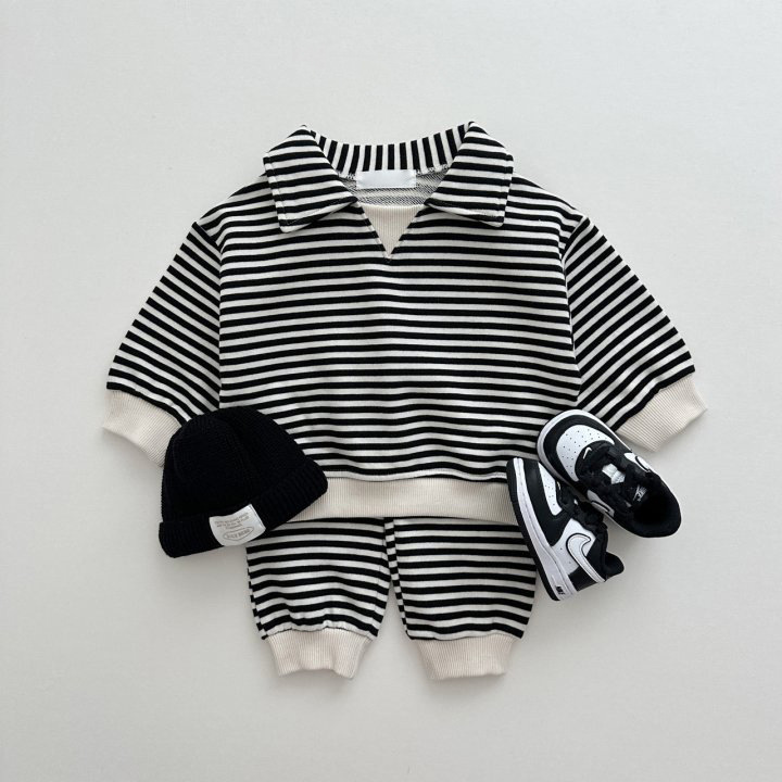 2pcs Toddler Boy/Girl Solid Color Striped T-Shirt and Pants Set-kissminis