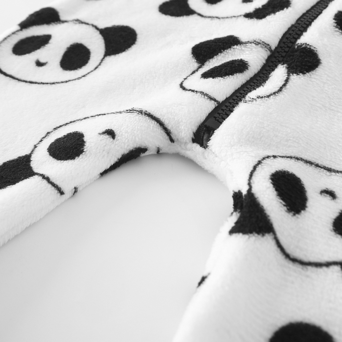 Baby Boy/Girl Winter Fluff Allover Panda Print Long Sleeve Romper-kissminis