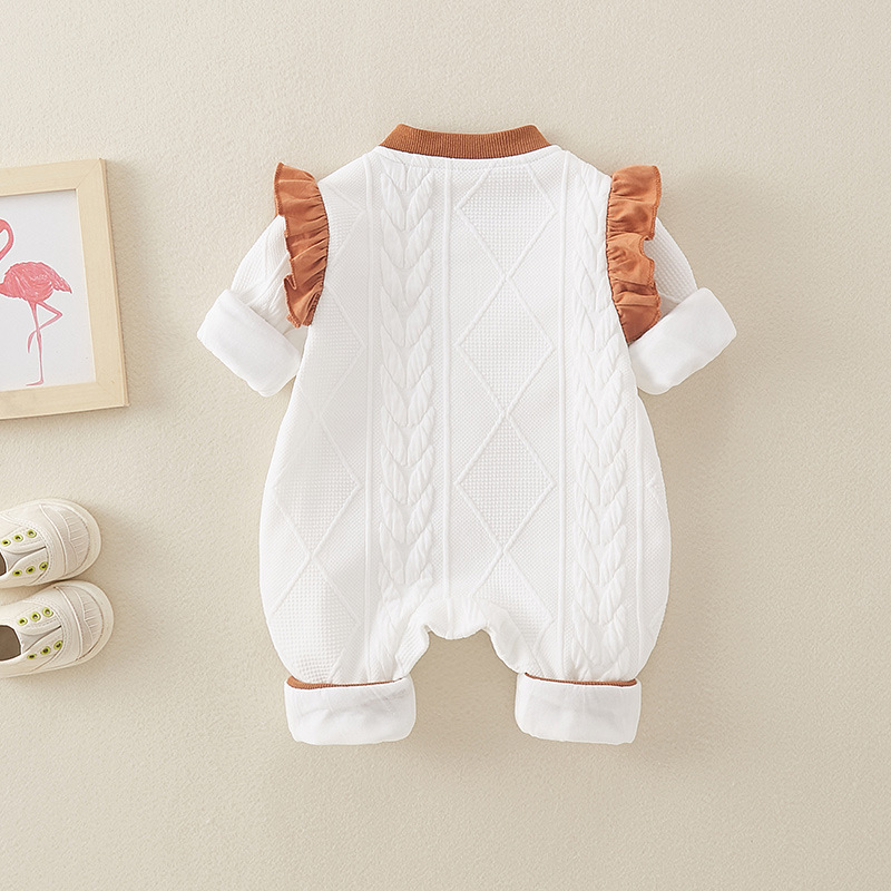 Baby Girl Floral Graphic Pocket Knit Long Sleeve Romper-kissminis
