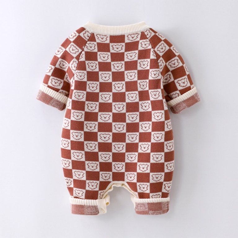 Baby Boy & Girl Winter Cute Cartoon Graphic Knit Long Sleeve Romper-kissminis