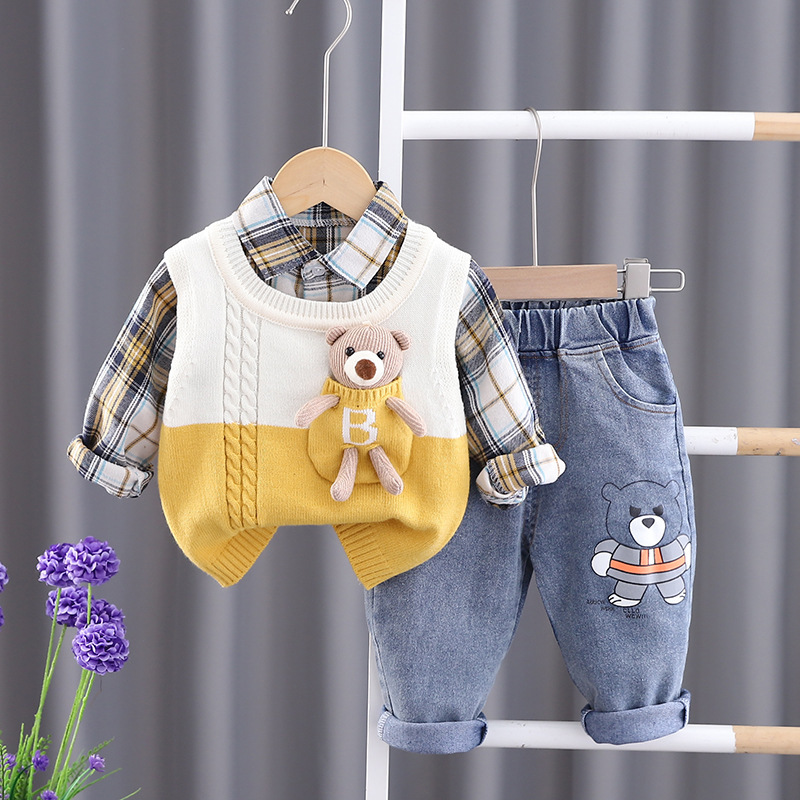 Baby Boy/Girl Bear Splicing Three Piece Set