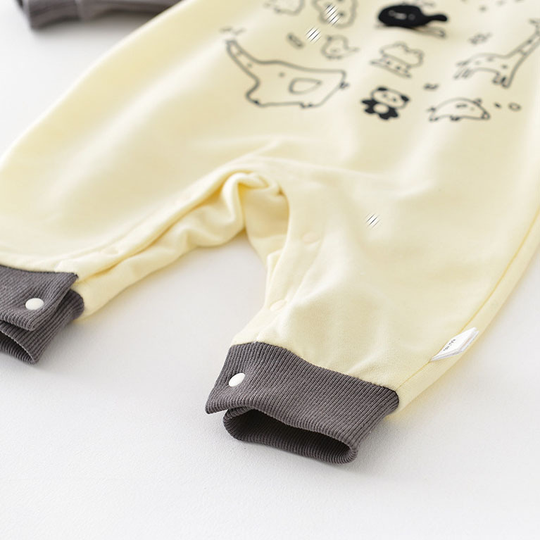 Small Animal Print Baby Solid Color Romper-kissminis