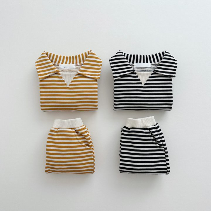 2pcs Toddler Boy/Girl Solid Color Striped T-Shirt and Pants Set-kissminis