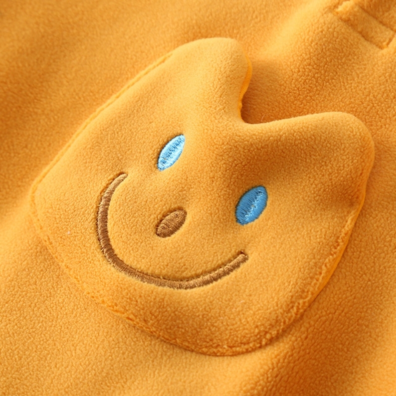 Baby Boy/Girl Smile Face Patch Long Sleeve Thick Romper-kissminis