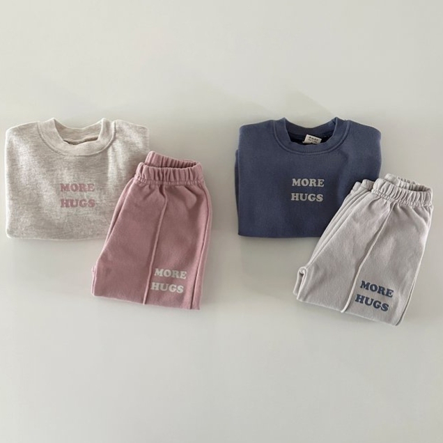 2pcs Baby Solid Color 'MORE HUGS' Sweatshirt and Pants Set-kissminis