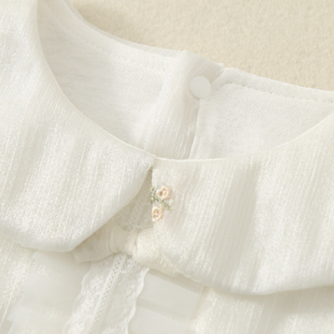 Baby Toddler Girl Lapel Collar Floral Romper