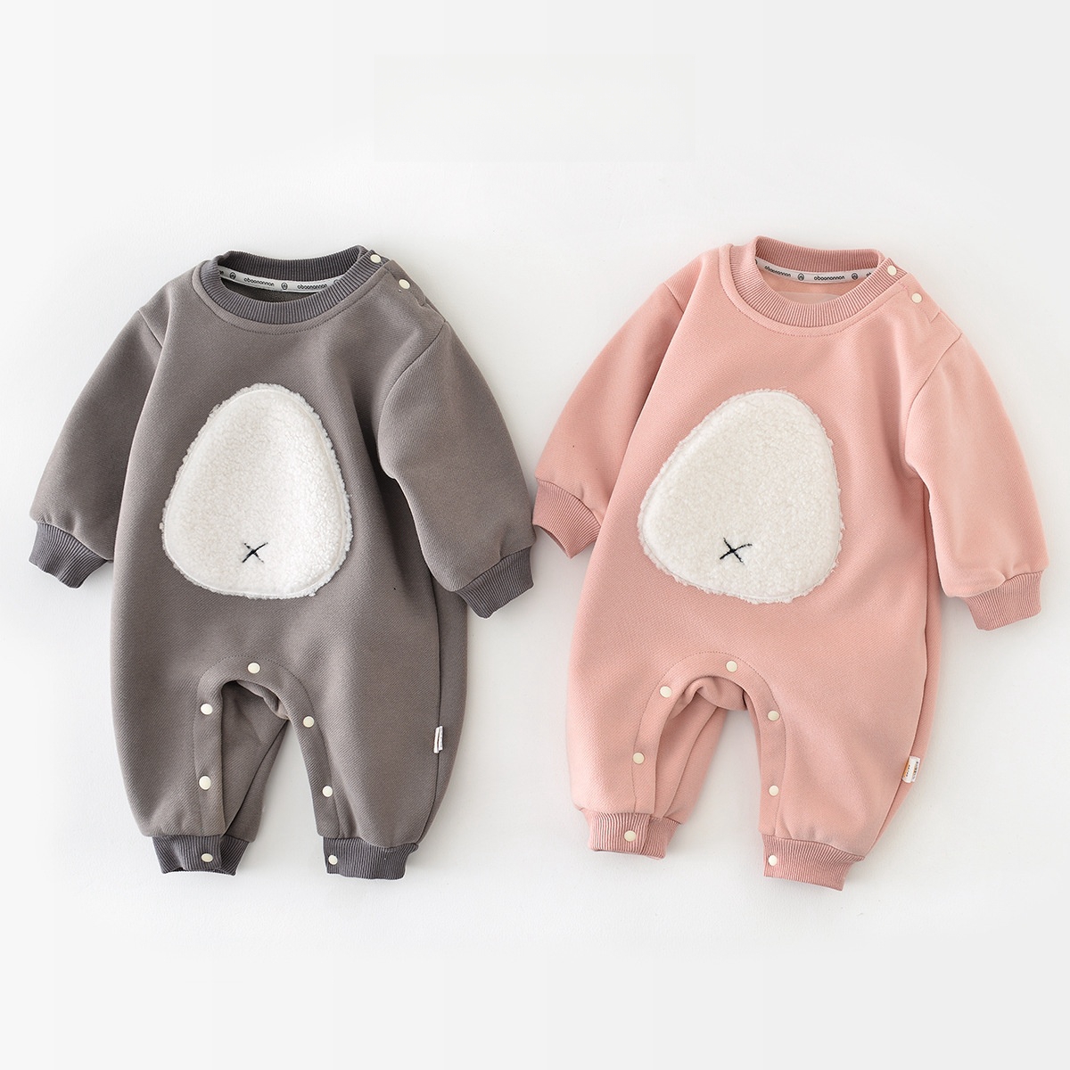 Winter Fleece Baby Solid Color Romper-kissminis