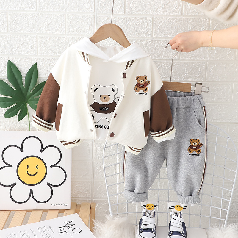Toddler Boy/Girl Allover Teddy Bear Three-Piece Set-kissminis
