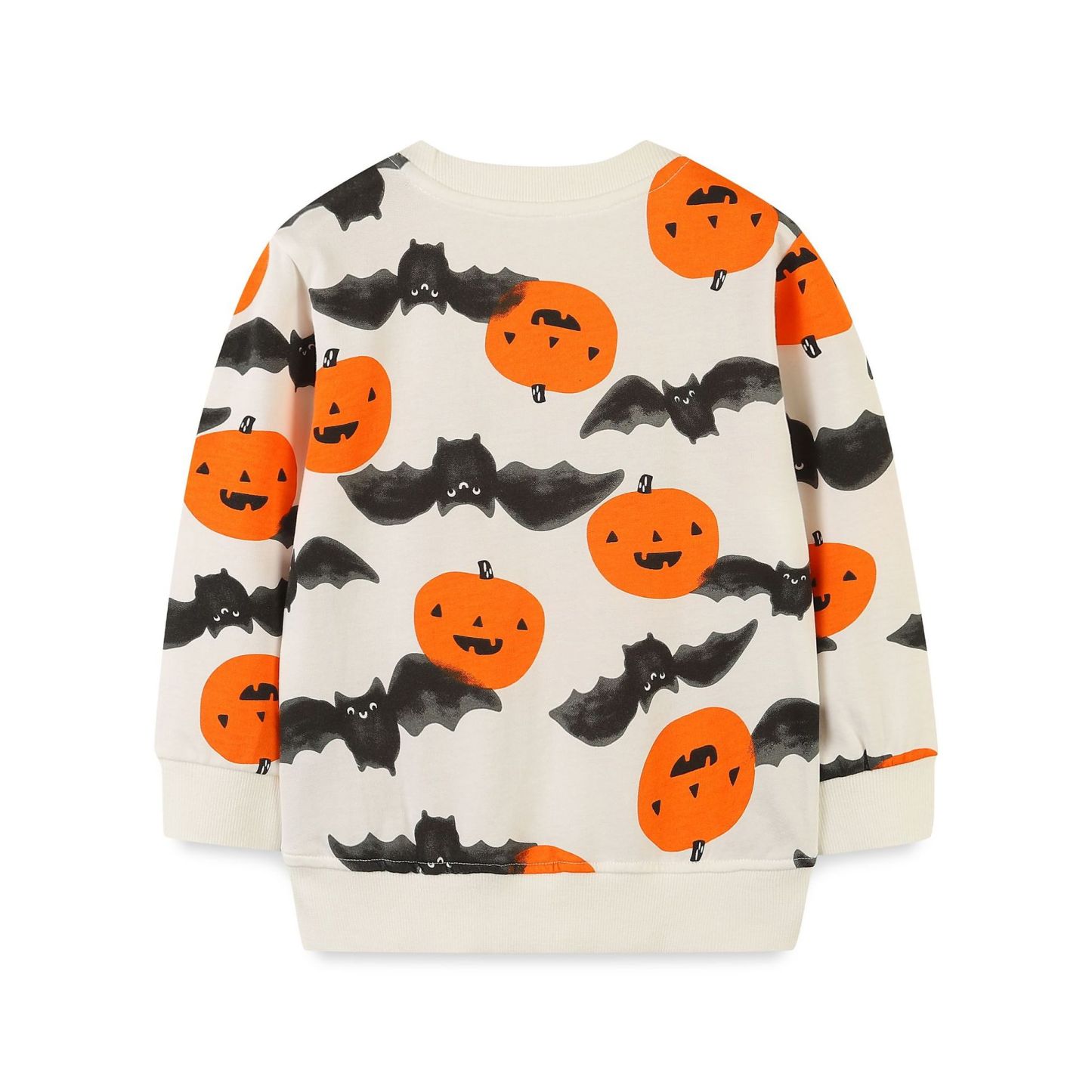 Toddler Boy/Girl Halloween Pumpkin Print Long Sleeve Round Collar Sweater-kissminis