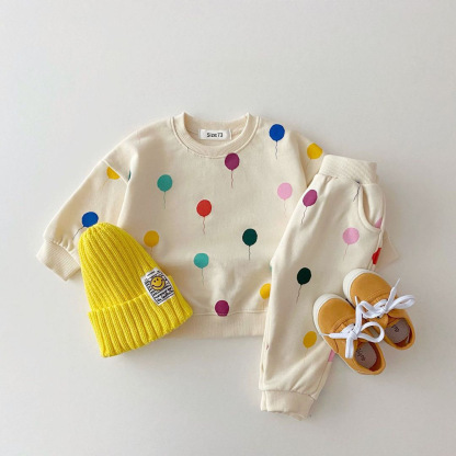Toddler Boy/Girl Allover Colorful Ballo0n Print Pullover Sweatshirt Set