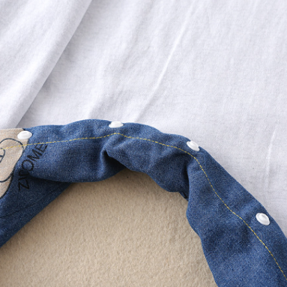 Baby Boy/Girl Allover Bear Print Polo Collar Long Sleeve Denim Fashion Romper