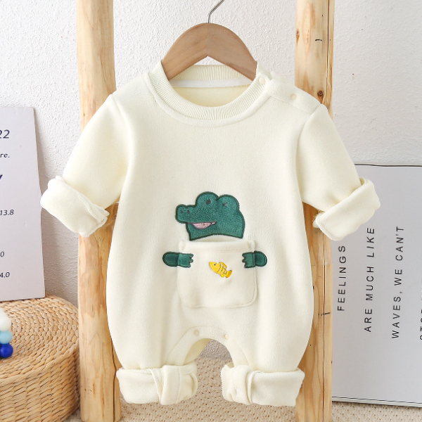 Baby Boy/Girl Cute Animals Pocket Design Single Breasted Long Sleeve Romper-kissminis