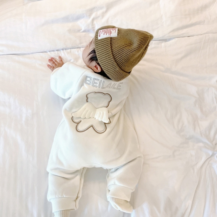 Baby Fleece 3D Angle Print Romper-kissminis