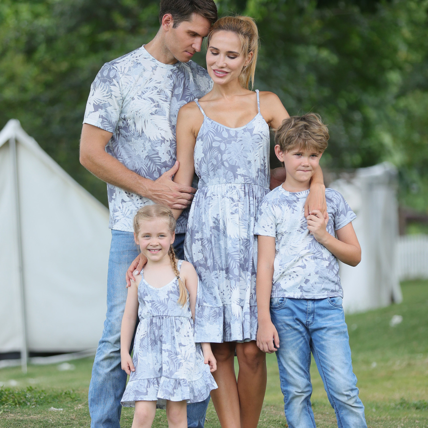 Family Matching Floral Print Grey Bodysuit Sweatshirt-kissminis