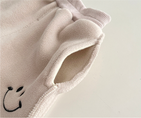 Toddler Boy/Girl Solid Color Smile Face Pattern Long Pants -kissminis