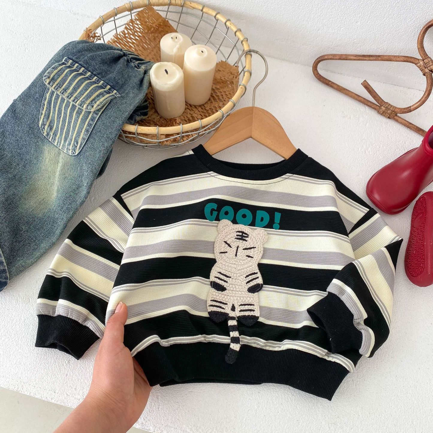 Baby Boy"Good"Long Sleeve Sweatshirt-kissminis