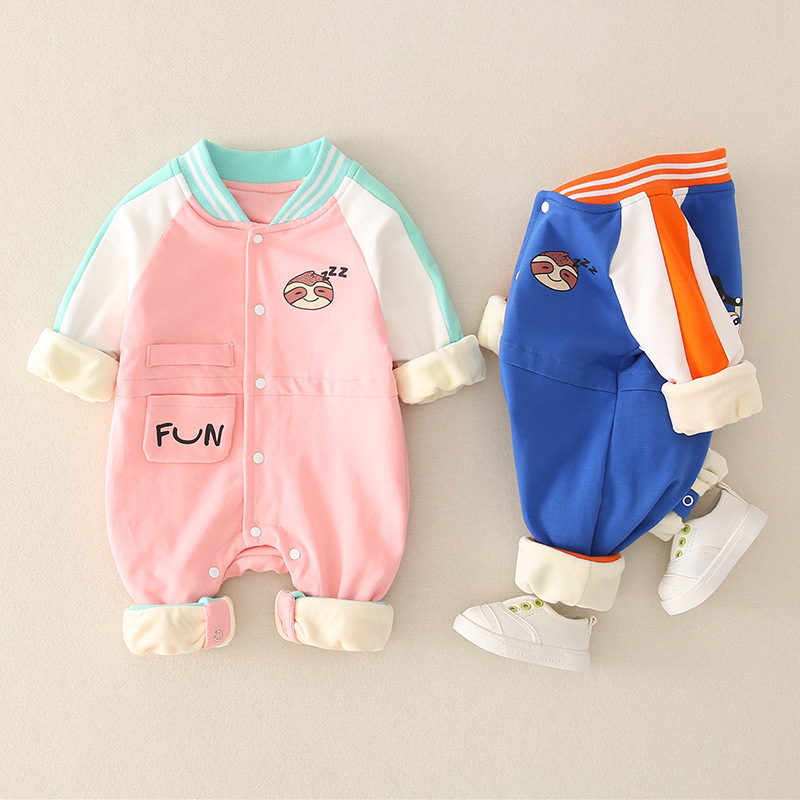 Baby Cute Koala and Letter Print Long Sleeve Baseball Romper-kissminis