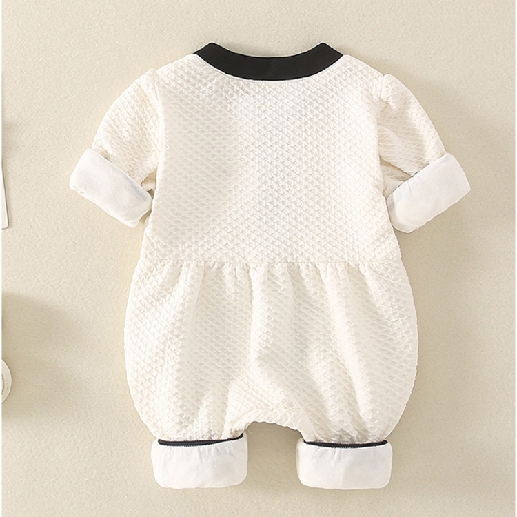 Baby Girl Mock Pocket Chanel Style Simple Long Sleeve Romper-kissminis