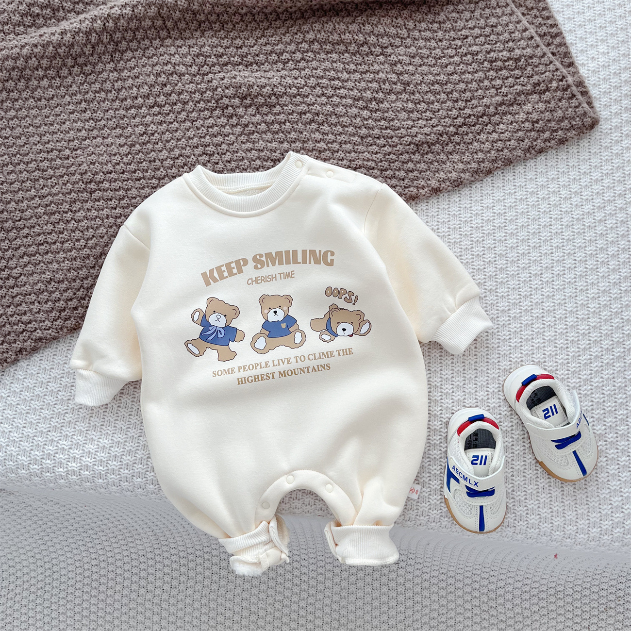 Baby Boy/Girl 95% Cotton Cute Bear/Dog Pattern Long Sleeve Romper-kissminis