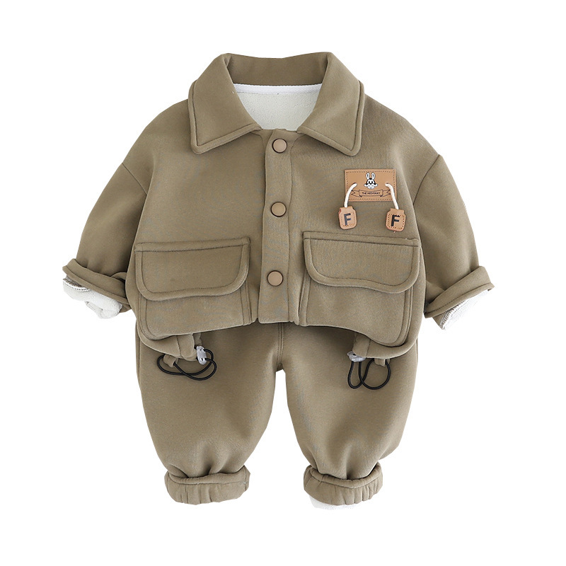 Baby Boy Little Rabbit Solid Color Two-Piece Set-kissminis