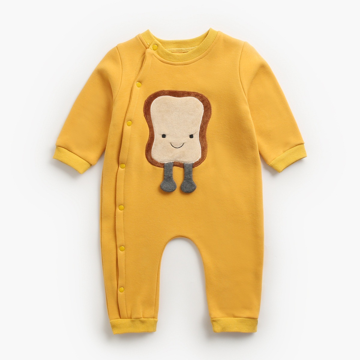 Baby Boy/Girl Cute Cartoon Pattern Single Breasted Long Sleeve Romper-kissminis