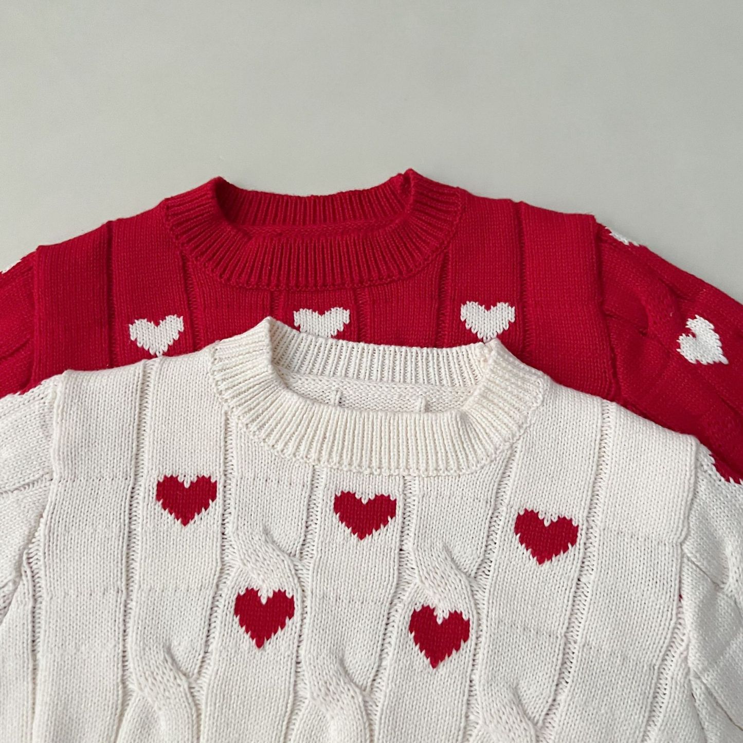 2pcs Baby Allover Heart Pattern Woolen Pullover Knit Sweater-kissminis