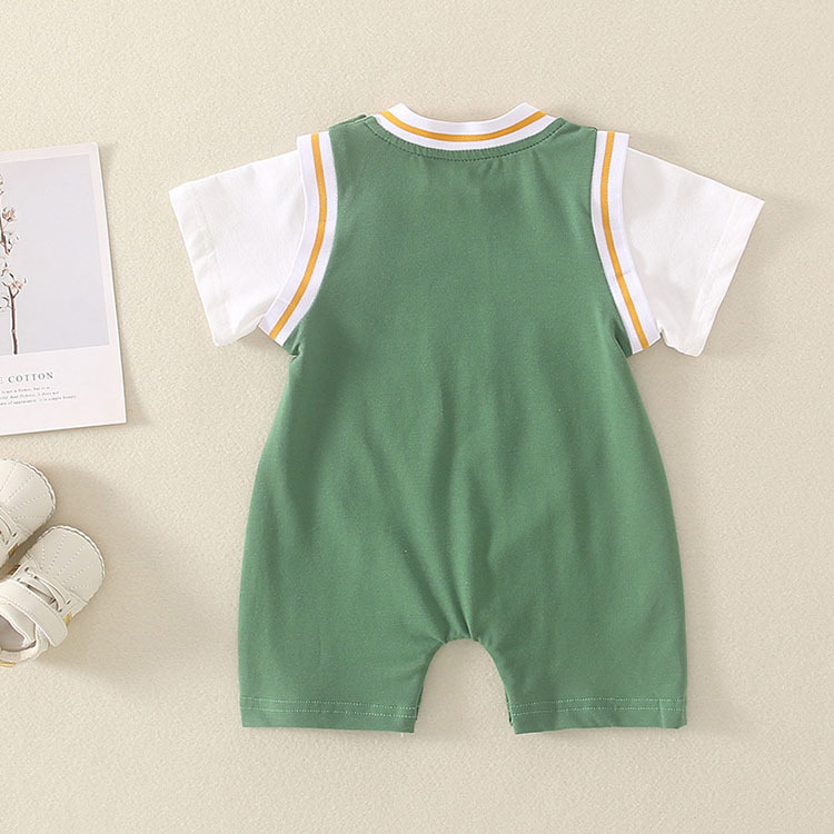 Baby Fake Two Piece 24 Jerseys Short Sleeve Romper-kissminis