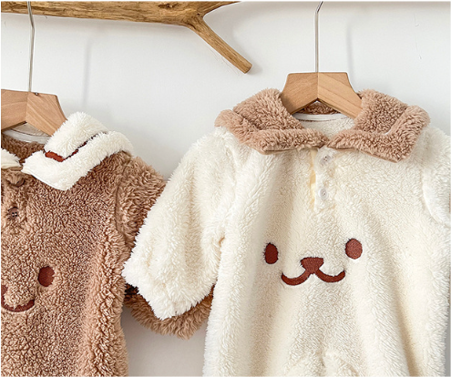 Baby Toddler Boy/Girl Cute Bear Design Winter Thicken Fluff Long Sleeve Romper-kissminis