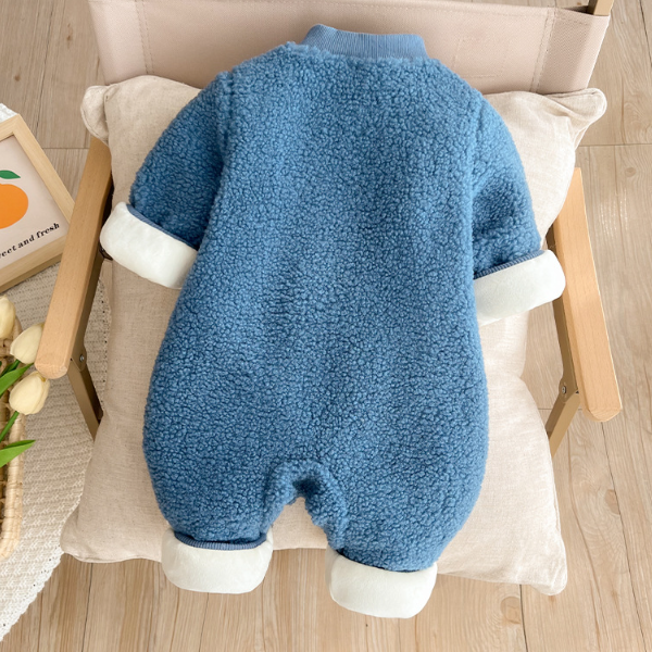 Baby Boy Cute Bear and Letter Pattern Winter Thicken Fluff Long Sleeve Romper-kissminis