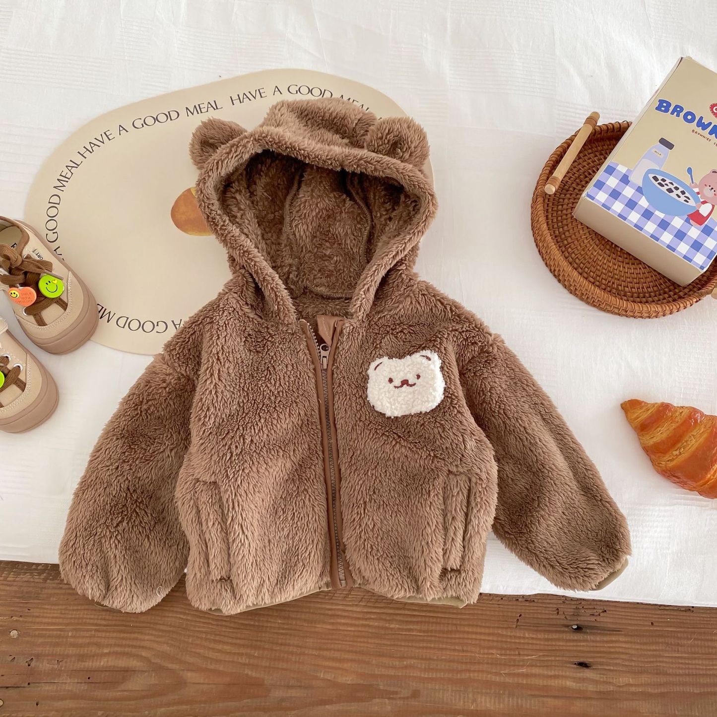 Baby Toddler 3D Bear and Rabbit Design Fleece Long Sleeve Hooded Sweatshirt-kissminis
