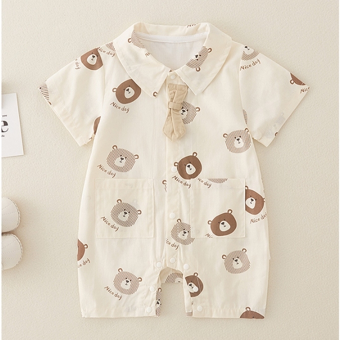 Baby Boy/Girl Bear Cartoon Romper-kissminis