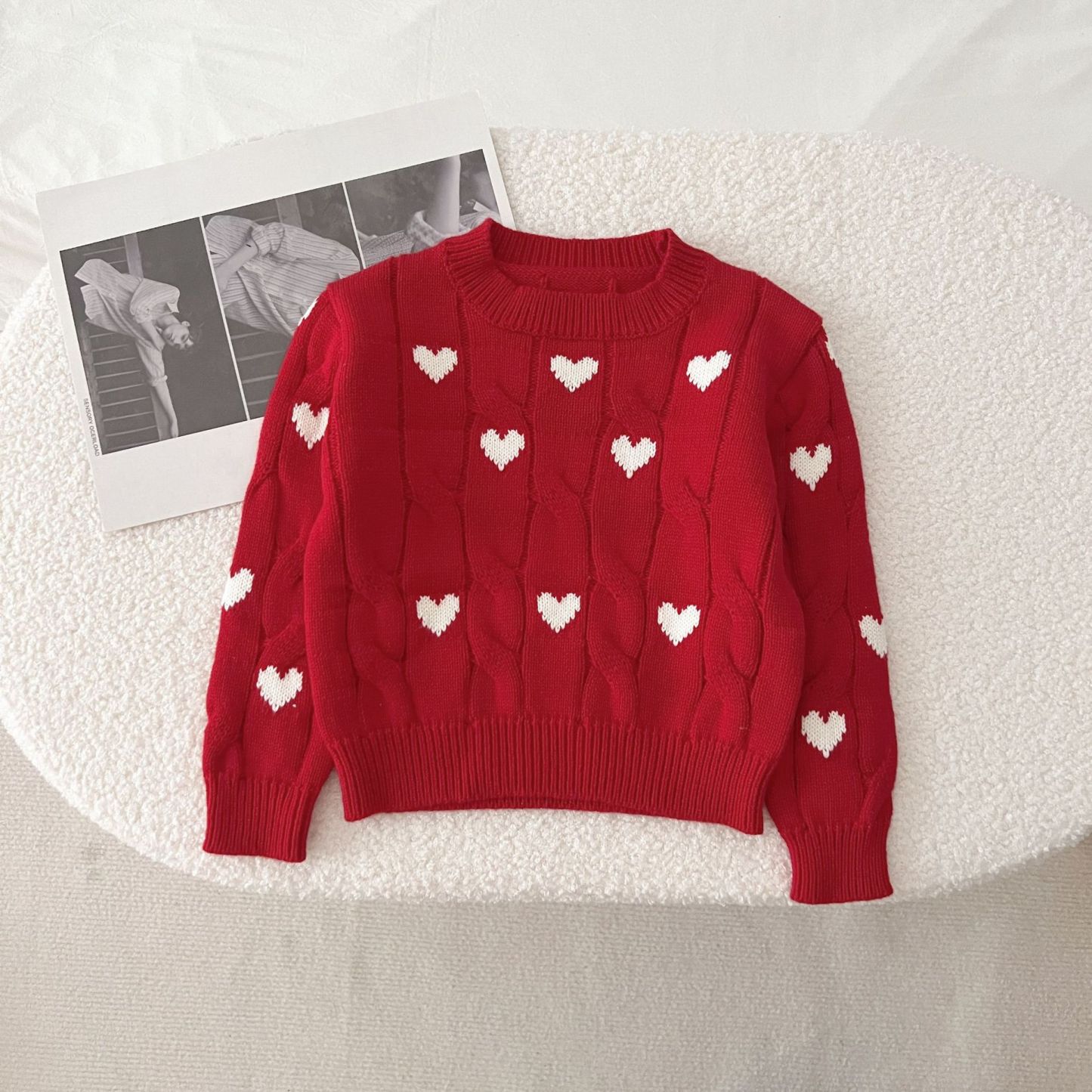 2pcs Baby Allover Heart Pattern Woolen Pullover Knit Sweater-kissminis