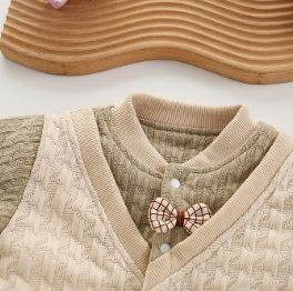 Baby Girl / Boy Gentlemen's Academy Style with A Bow Tie Long Sleeve Romper-kissminis