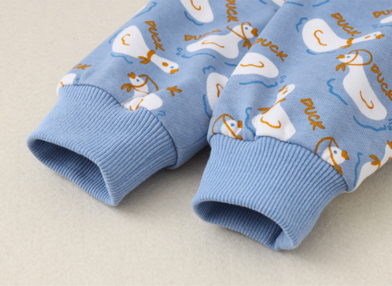 Baby Boy Fake Two Pieces Cute Duck Pattern Long Sleeve Romper-kissminis