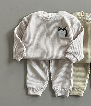 2pcs Toddler Boy/Girl Embroidered Animal Pattern T-Shirt and Pants Set-kissminis