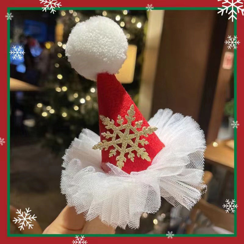Baby Girl Cute Christmas Style Santa Hat Design Hair Clip-kissminis