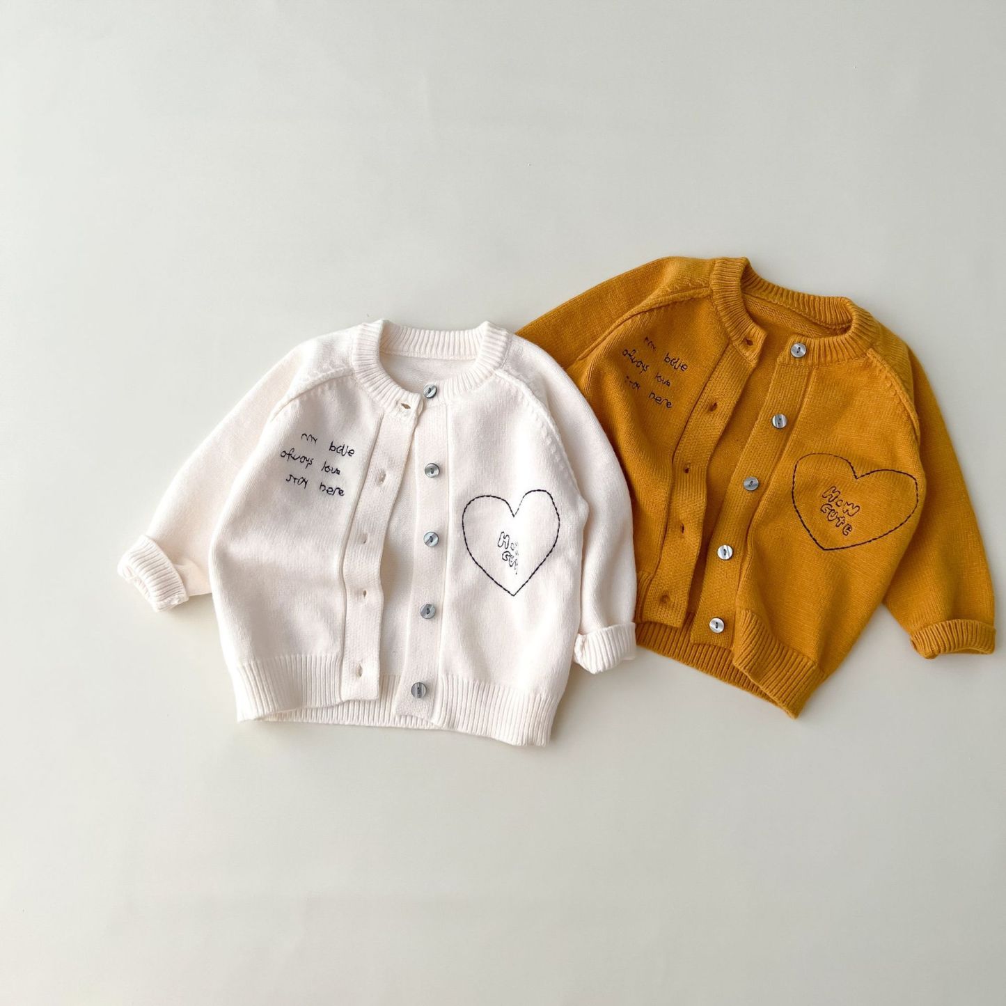 Baby Heart and Letter Graphic Knitted Cardigan-kissminis